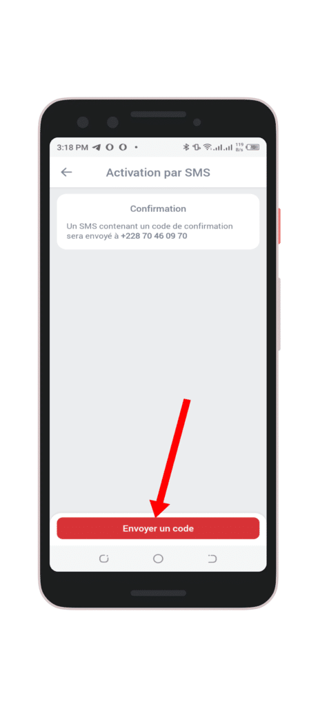 Cliquez sur "Envoyer le code"