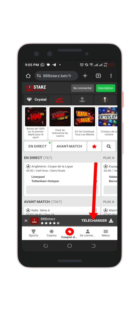 Cliquez sur le bouton "Télécharger l'application"