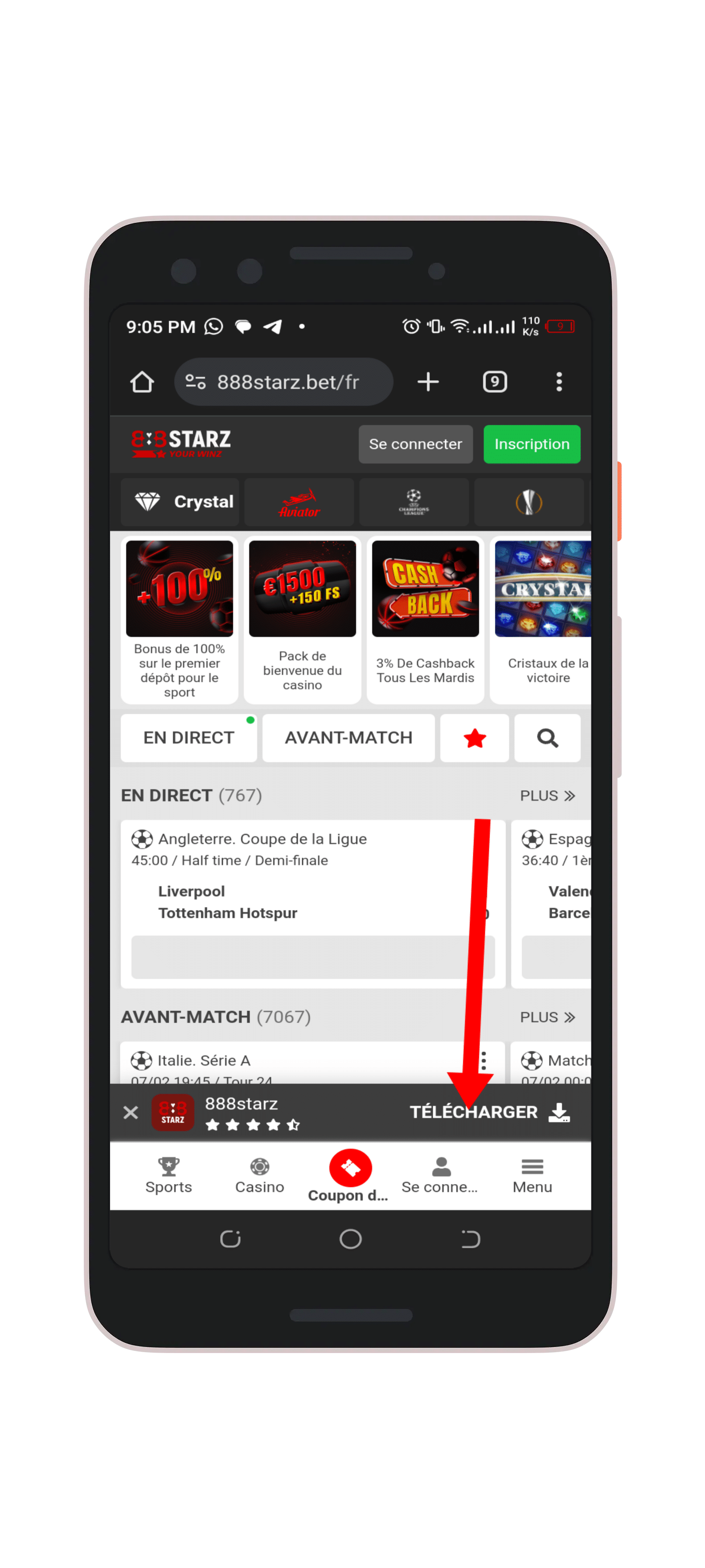 Cliquez sur le bouton "Télécharger l'application"