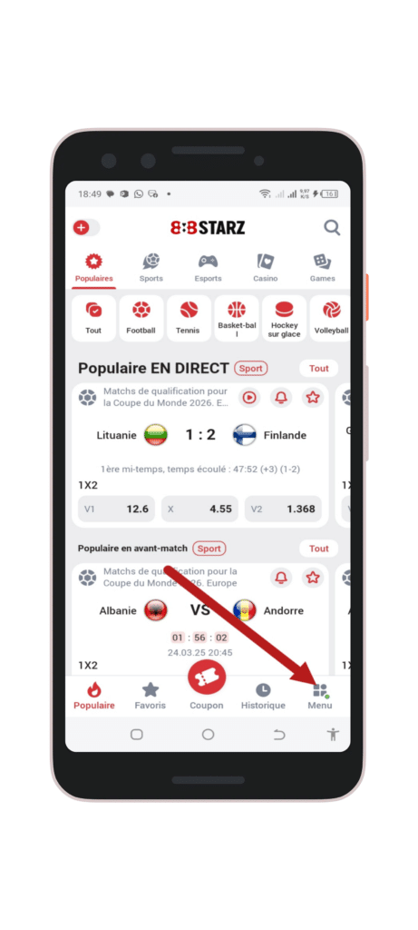 Accéder au menu