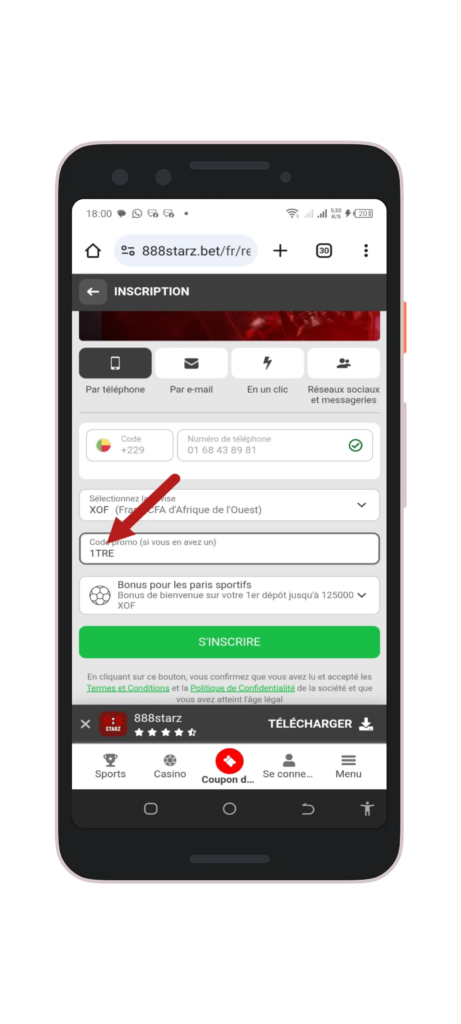 Remplir le formulaire et ajouter le code promo "K20"