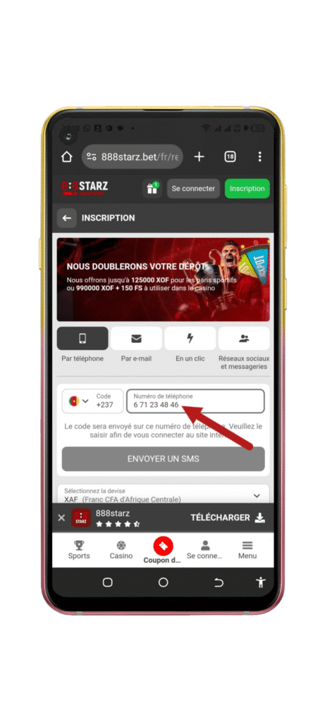 Remplir le formulaire d'inscription
